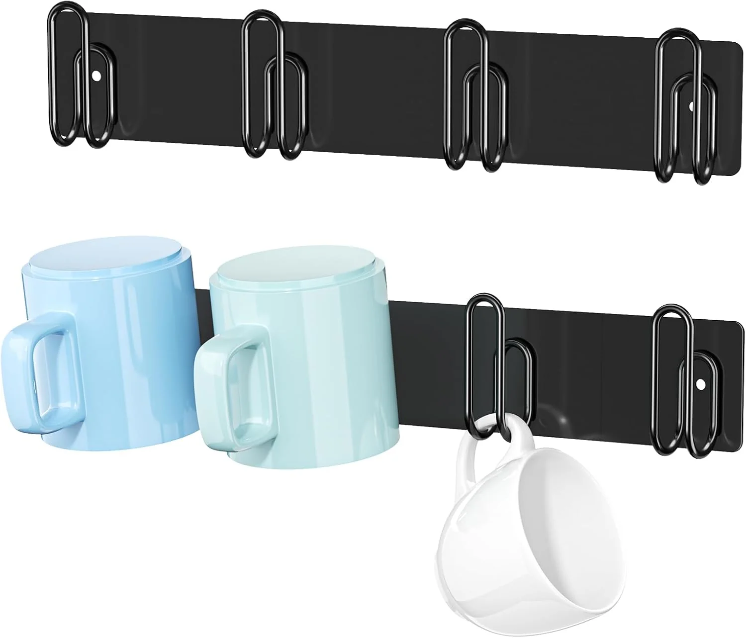 Premium Material Mug Holder Wall Mounted 2 Pack Black Coffee Cup Hooks Metal Mug Rack for Kitchen Modern Unique Cabinets Cups Innovative