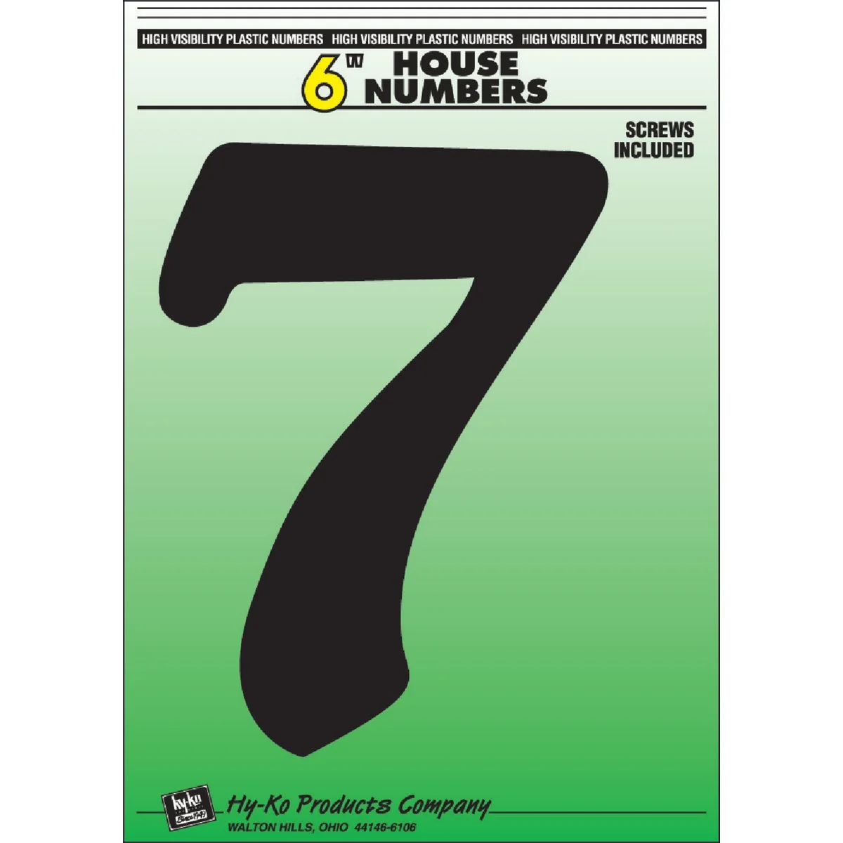 Selected Hy-Ko 6 In. Black Gloss House Number Seven Casual