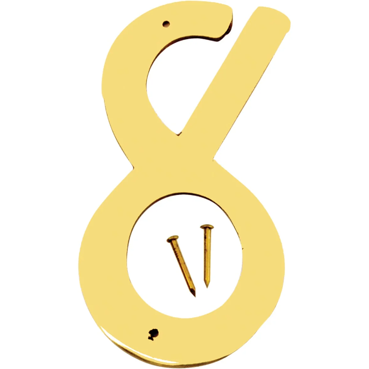 Genuine Hy-Ko 4 In. Polished Brass House Number Eight Organic