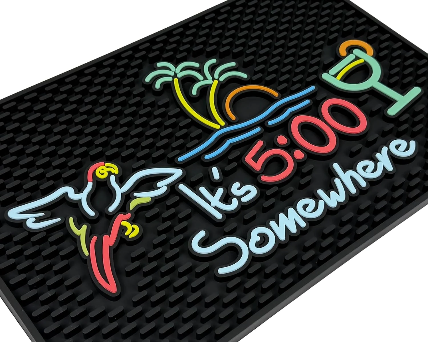 Solid It’s 5 00 Somewhere Tiki Bar Mat 18×12 in Bar Mats for Bartending for Hawaiian Decorations Luau Party Decorations Hawaiian Party Decorations Luxury