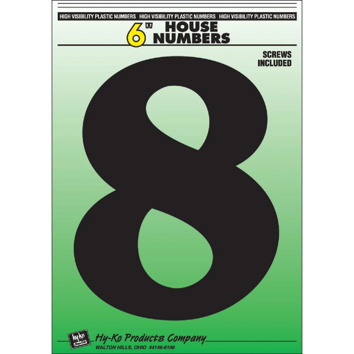 Exclusive Hy-Ko 6 In. Black Gloss House Number Eight Minimalist