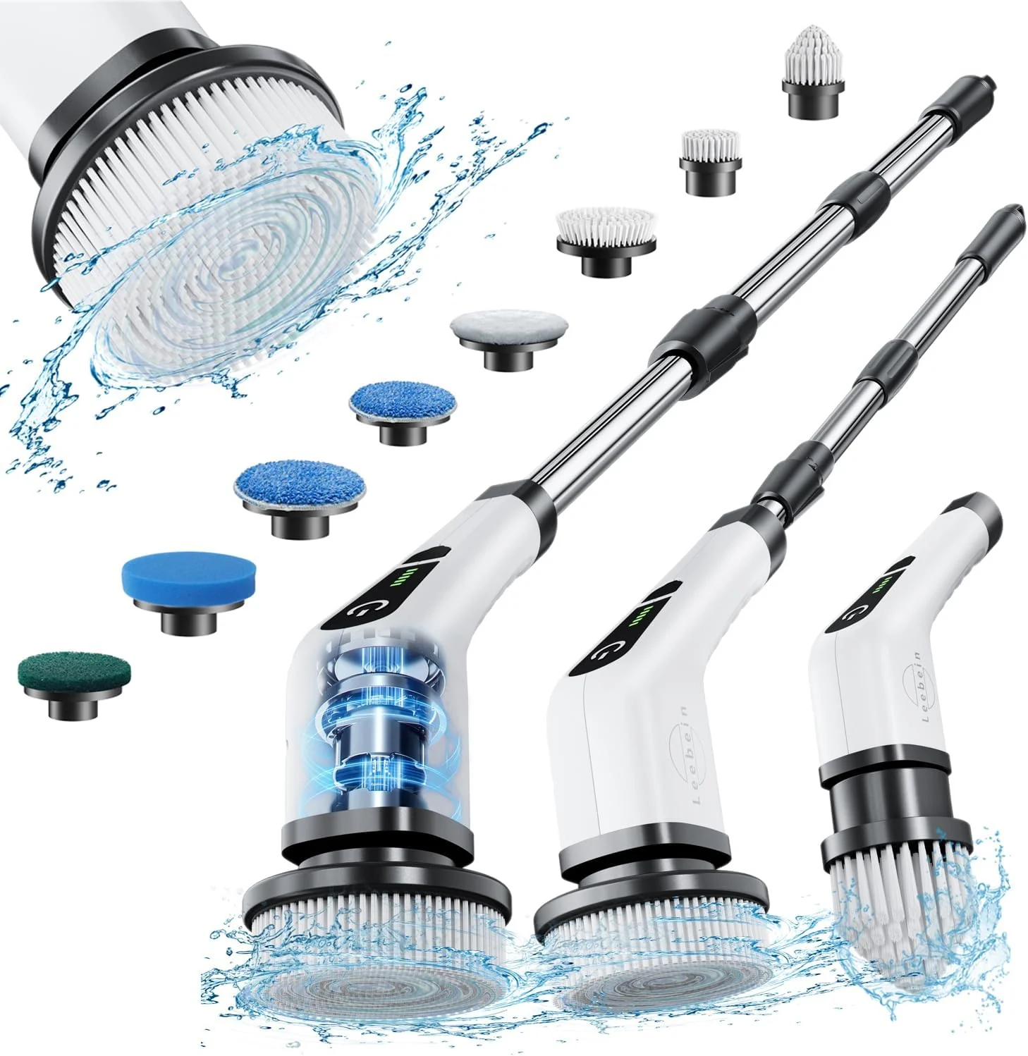 Versatile Leebein Electric Spin Scrubber Cordless Cleaning Brush with 8 Replaceable Brush Heads Contemporary