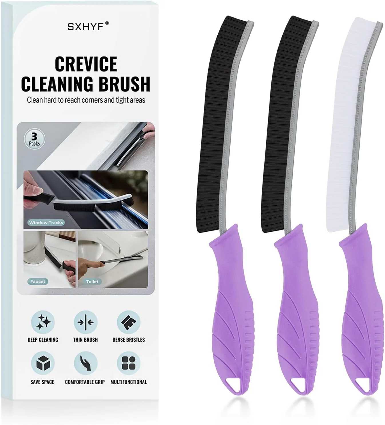 Enhanced SXhyf Crevice Cleaning Brush – Grout Scrub Brush House Cleaning Supplies Gap Cleaning Tools Home Essentials Gifts for Women Men Environmentally Friendly