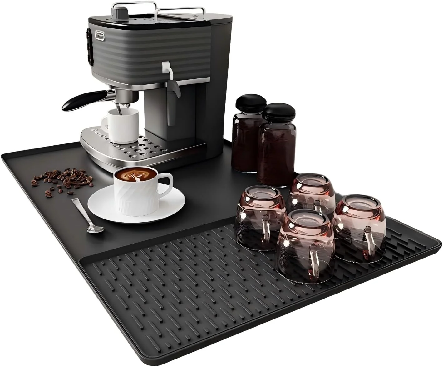 Elite Coffee Mat Dish Drying Mat 2 in1 Coffee Maker Mat for Kitchen Counter 16 x24 Silicone Bar Pad Anti-Slip Carefully Designed