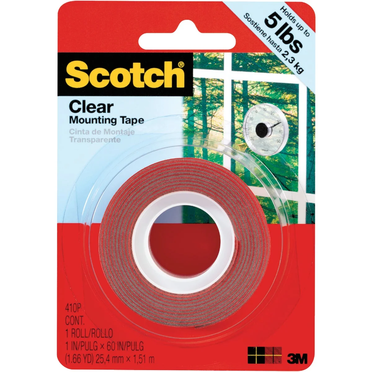 Safe 3M Scotch 1 In. x 60 In. Clear Double-Sided Mounting Tape 5 Lb. Capacity Comfortable