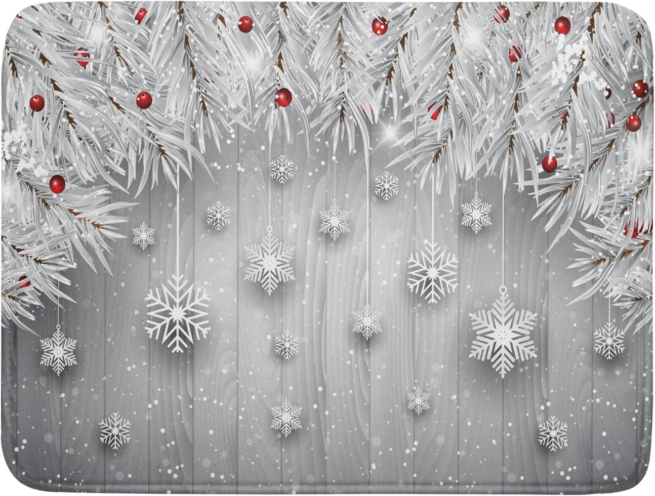Optimized Giwawa 18 x24 Winter Snowflakes Dish Drying Mat Christmas Holly Berries Silver Falling Snow Dish Drainer Mats Absorbent Fast Dry Microfiber Dish Genuine