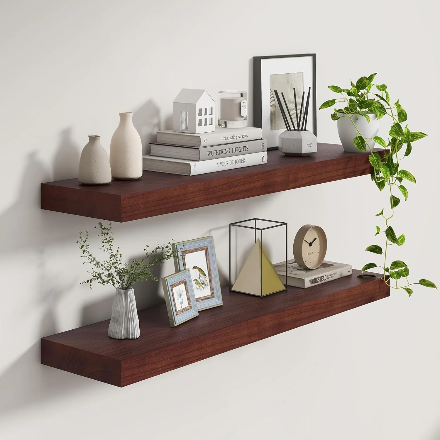 Detailed Fun Memories Deep Floating Shelves Solid Wood Floating Shelves Wall Mounted 9.3 Deep Floating Shelf for Living Room Bedroom Sustainable
