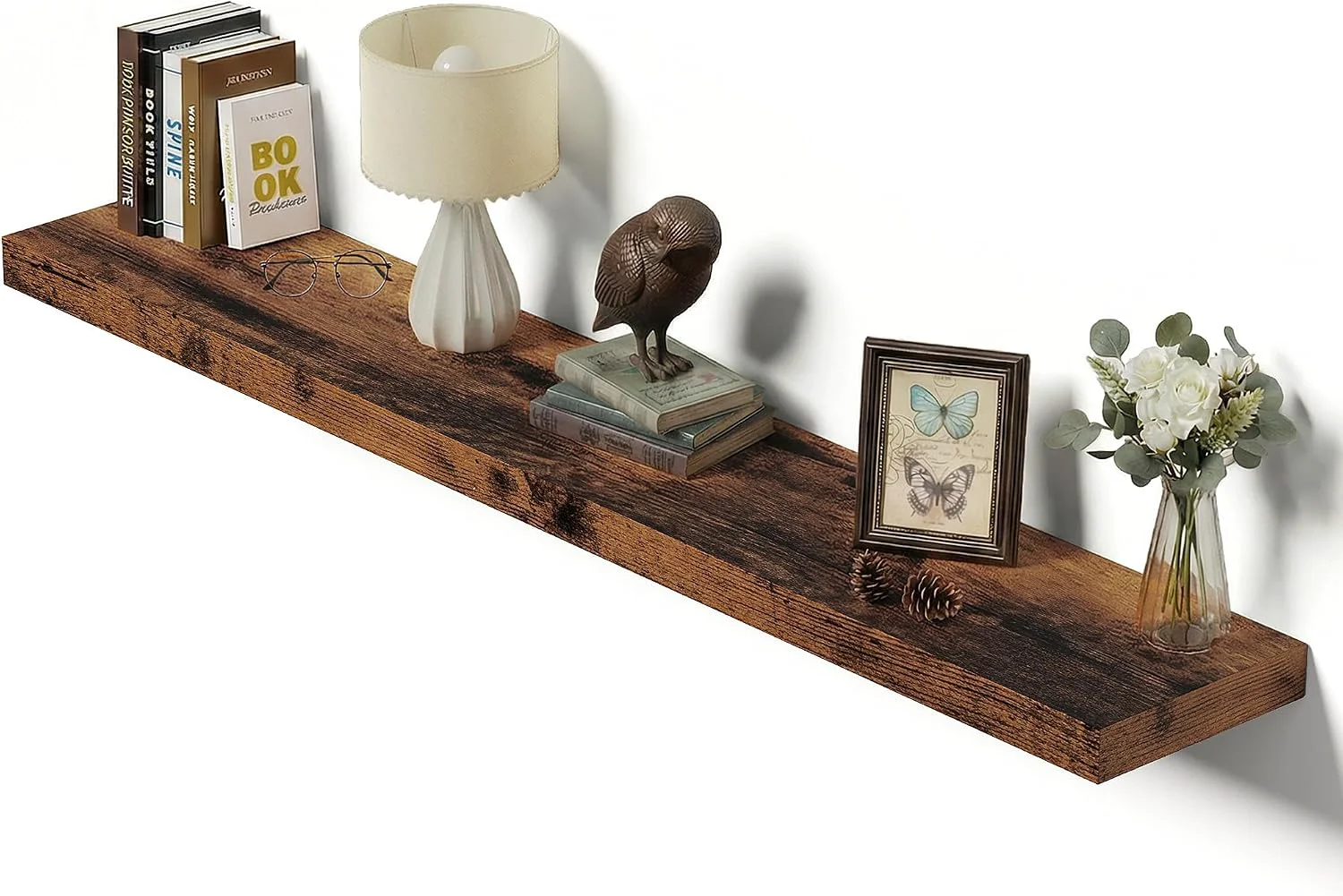 Stylish Vivelove Single Floating Shelves 48×10 Set of 1 Rustic Brown Trusted