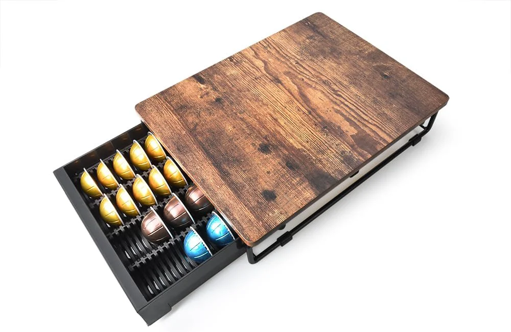Optimized Everie Wooden Coffee Pod Storage Drawer Holder Compatible with Nespresso Vertuoline Capsules Rustic Brown NP01-WD01 Prestigious
