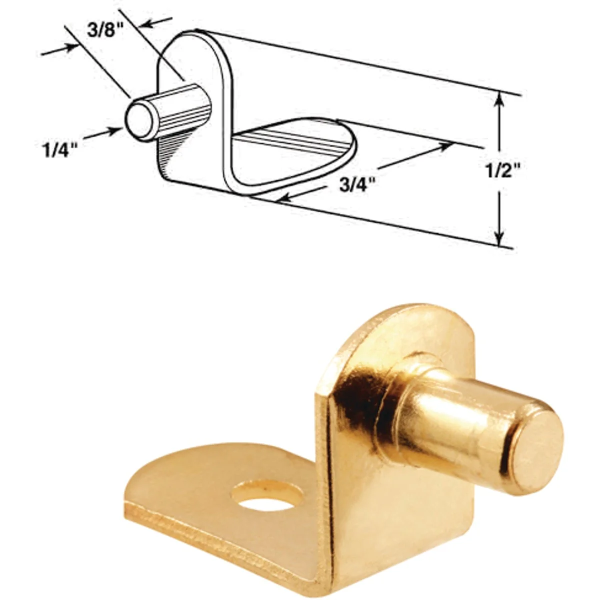 Smooth Prime-Line 1 4 In. Brass Metal Shelf Support 8-Count Casual