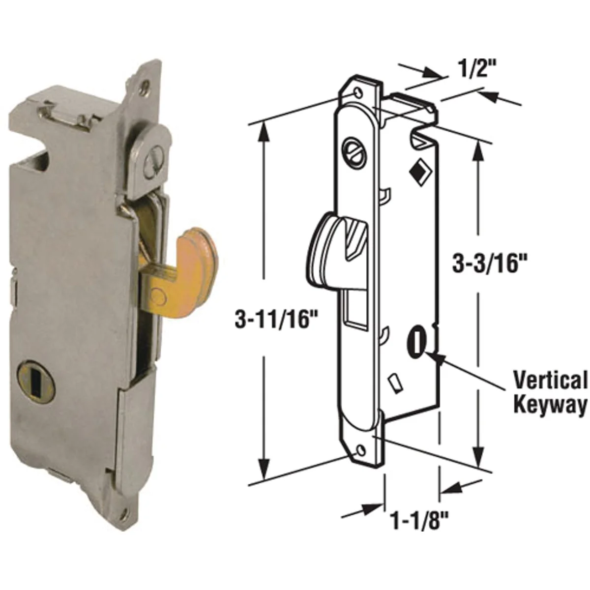 High-Quality Prime-Line Sliding Patio Door Steel Vertical Mortise Patio Door Lock High-Performance