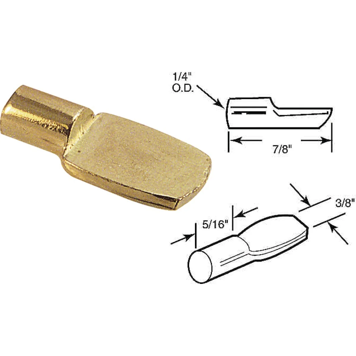Quality Prime-Line 1 4 In. Brass Spoon-Style Shelf Support Peg 8-Count First-Class