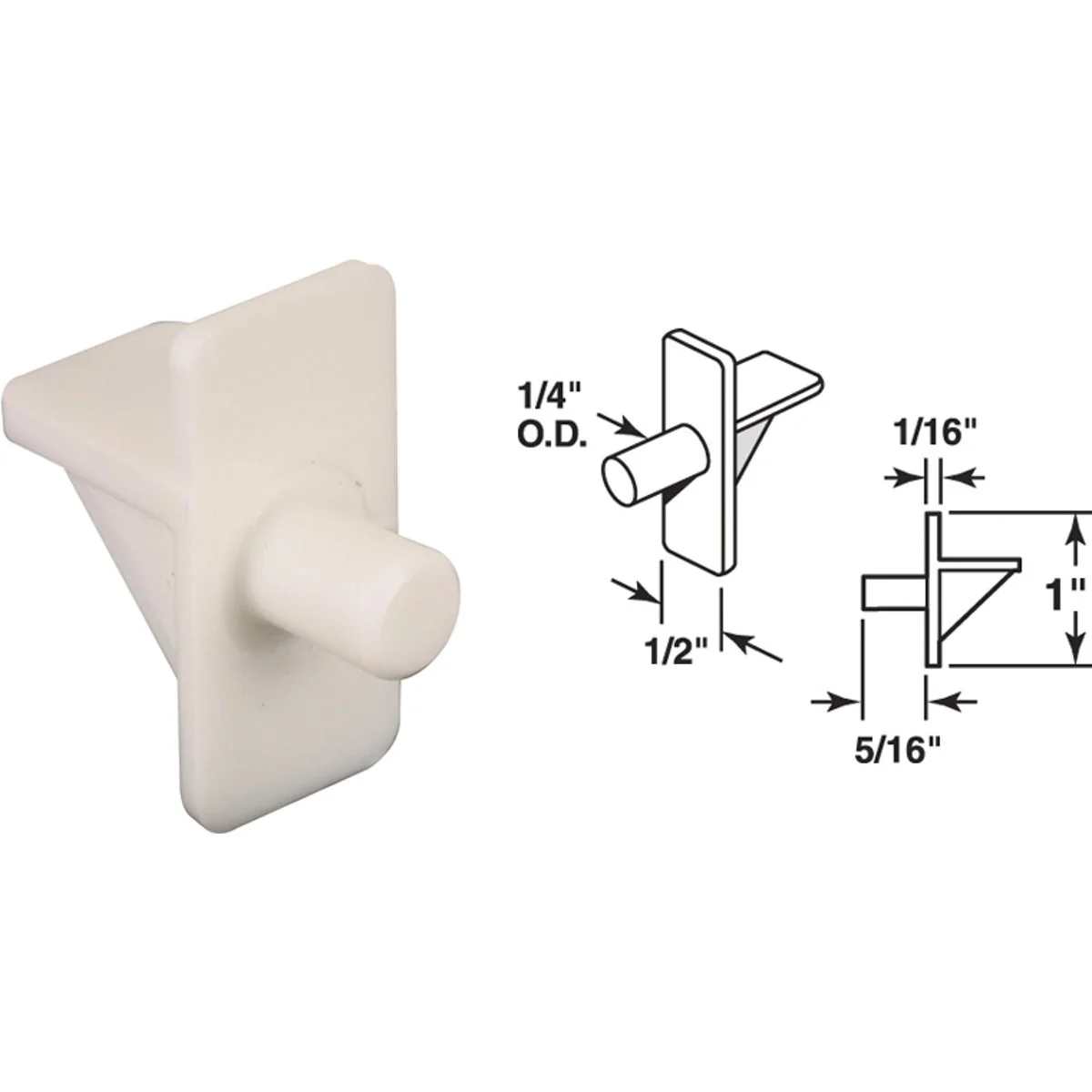 Flexible Prime-Line 1 4 In. White Plastic Shelf Support 8 Count Artisan