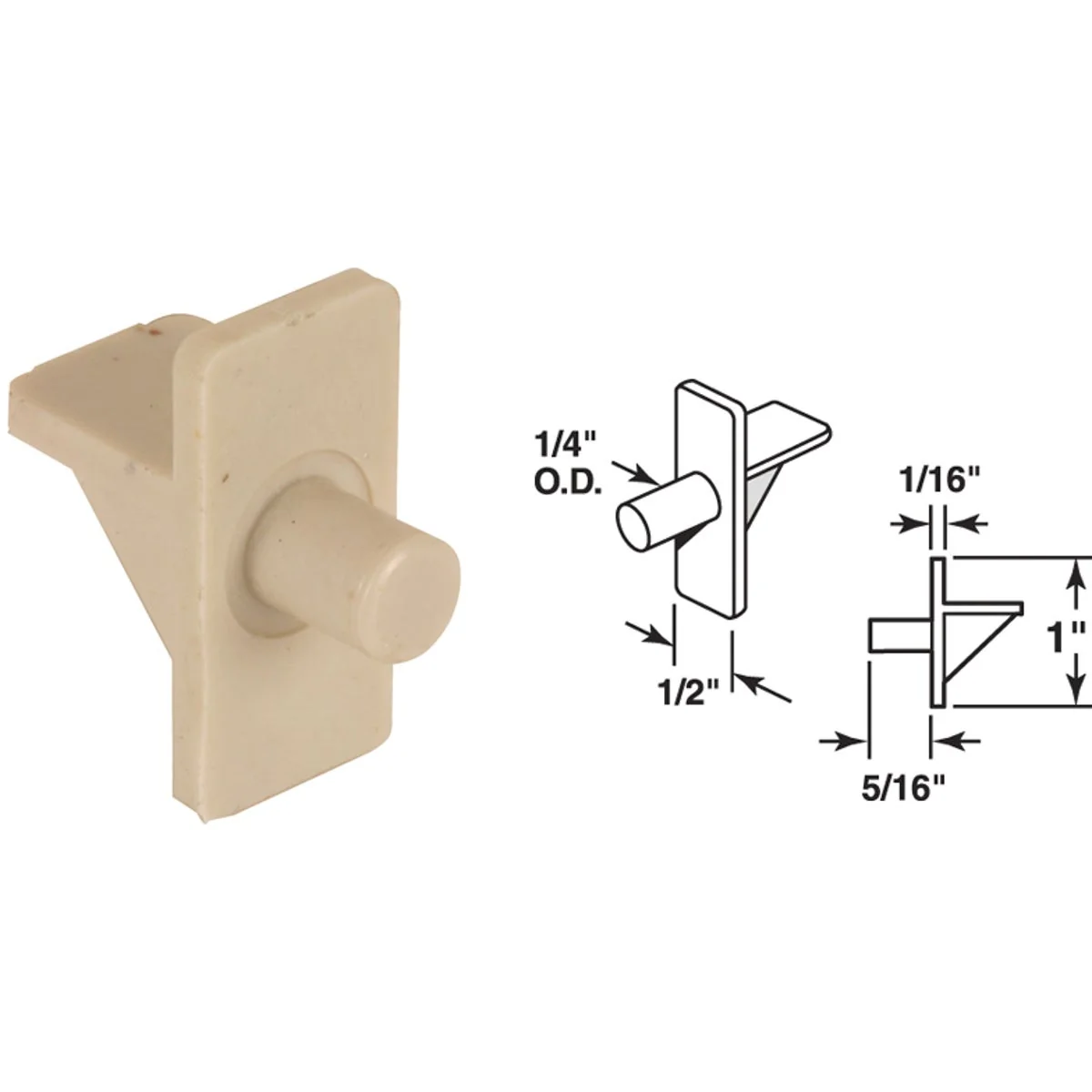 Proven Prime-Line 1 4 In. Almond Plastic Shelf Support 8 Count Clean