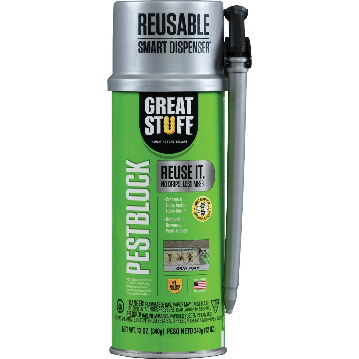 Green Great Stuff Smart Dispenser 12 Oz. Gray Pestblock Sealant Innovative