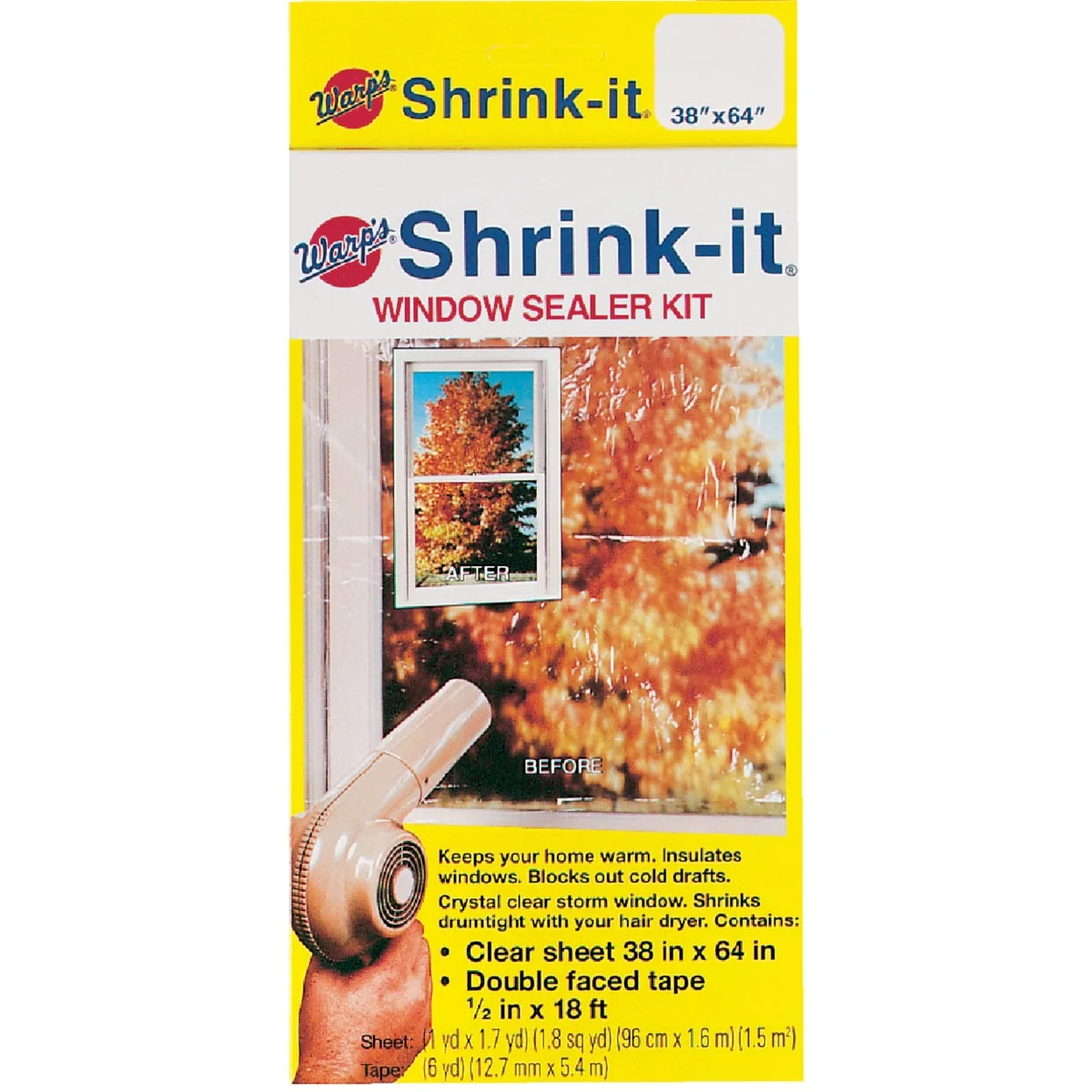 Genuine Warp’s Shrink-it 38 In. x 64 In. Indoor Shrink Film Window Kit Exceptional
