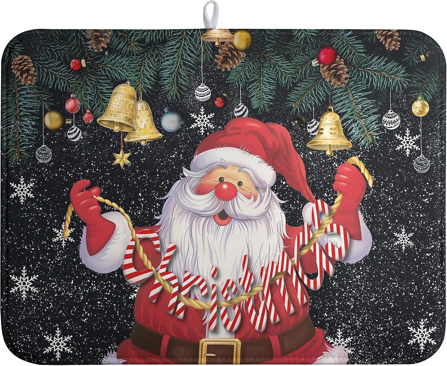 Fine Crafted Christmas Santa Claus Dish Drying Mat Winter Drying Dish Mat for Kitchen Countertops Xmas Dish Dryer Mat Microfiber Dishes Drainer Pad Dish Drying Pad 18×24 in Solid