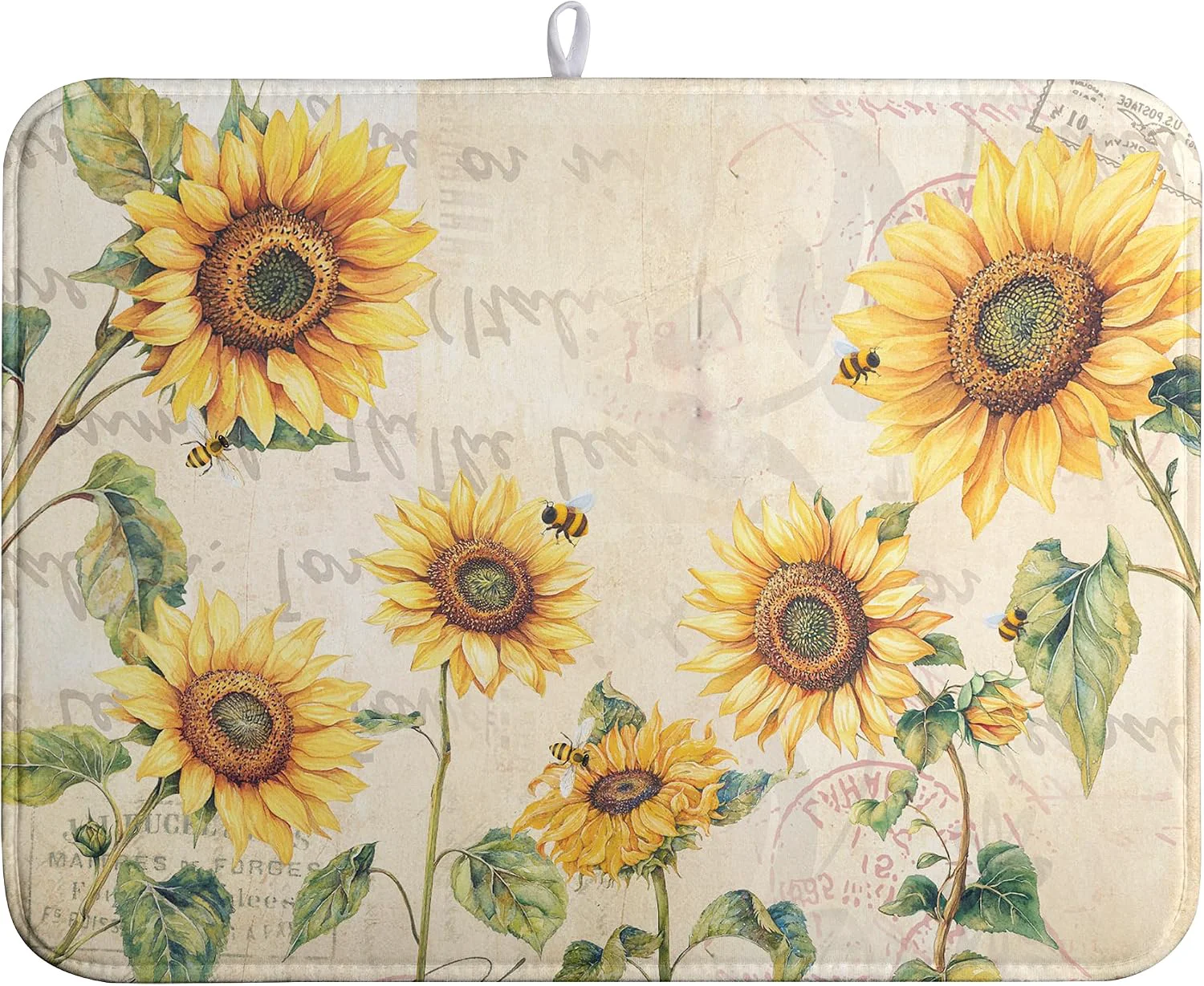 Excellent Spring Summer Dish Drying Mat Sunflower Kitchen Dish Drying Pad Absorbent Vintage Drying Mat for Countertops Dish Dryer Mat Microfiber Dishes Drainer Pad Dish Drying Rack Mat 18×24 in Verified