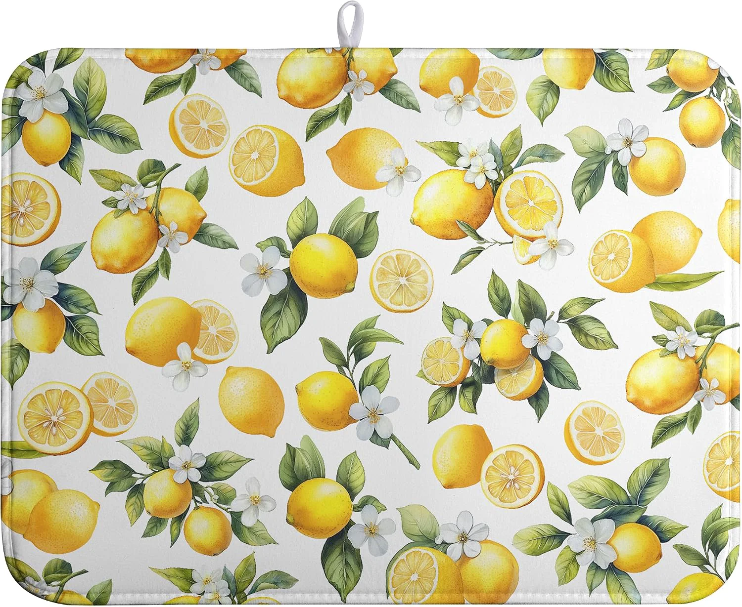 Casual Lemon Dish Drying Mat Spring Summer Kitchen Dish Drying Pad Absorbent Drying Mat for Countertops Dish Dryer Mat Microfiber Dishes Drainer Pad Dish Drying Rack Mat 18×24 in Authentic