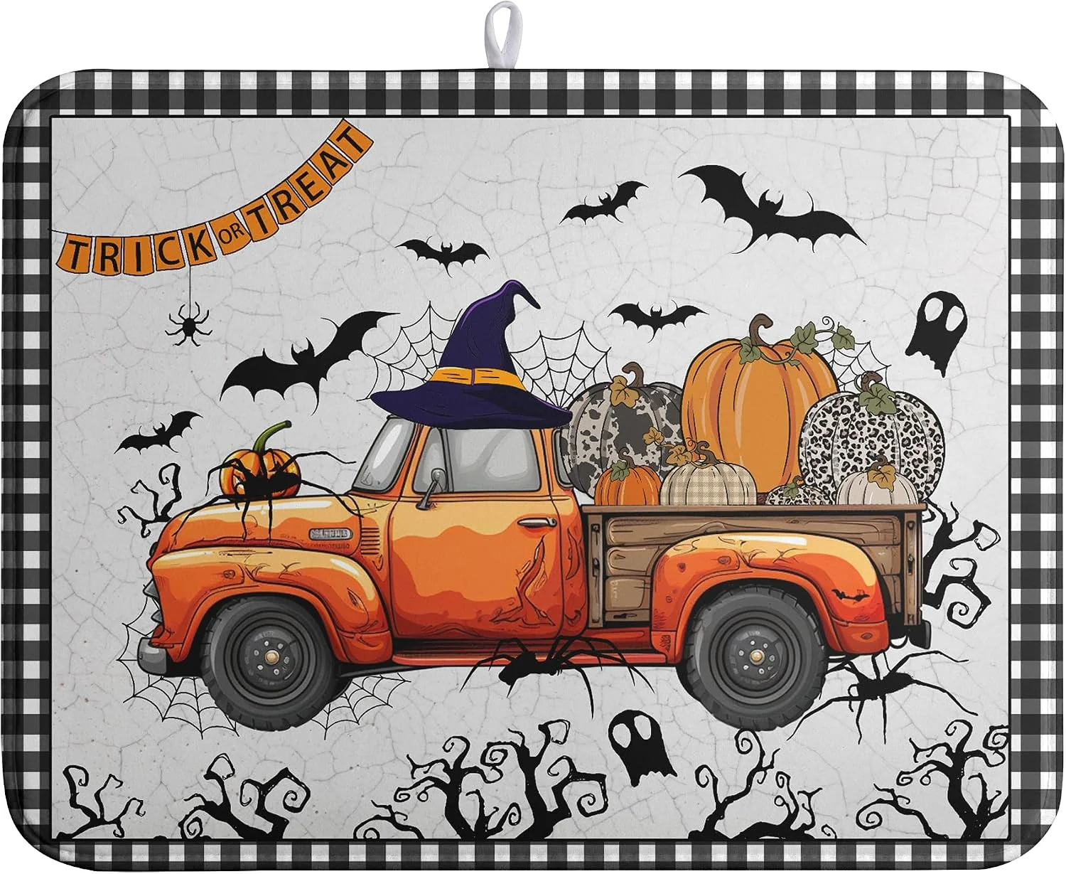 Consistent Happy Halloween Pumpkin Truck Dish Drying Mat For Kitchen Trick or Treat Microfiber Absorbent Dish Drying Mats Spooky Black Bat Ghost Self Dish Draining Mat 18×24 In Coffee Bar Spill Pad Decoration High-Quality