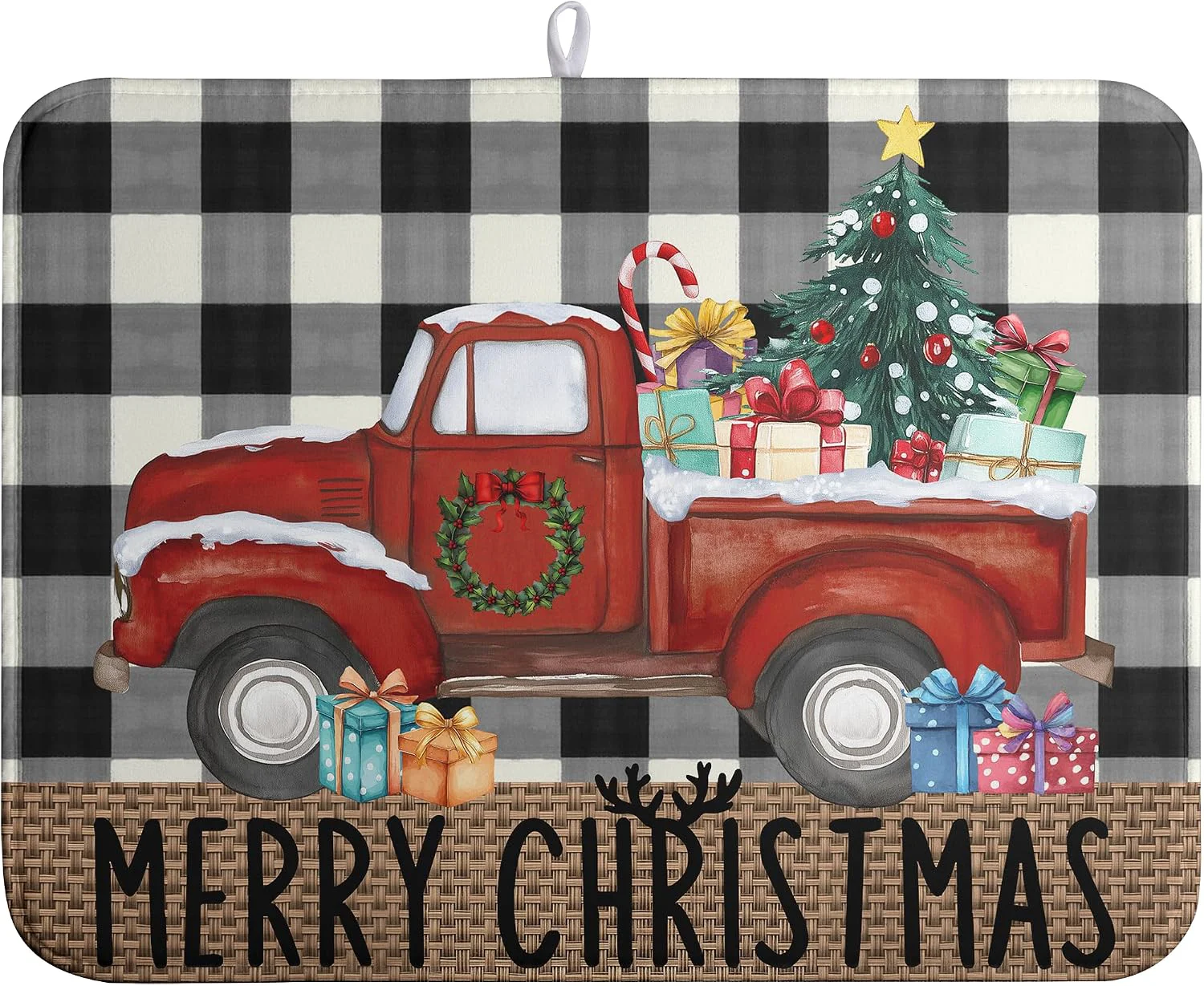 Responsible Merry Christmas Truck Dish Drying Mat Winter Large Kitchen Mats Dish Drying Pad Xmas Tree Absorbent Dish Dryer Mat for Kitchen Countertops Microfiber Drainer Pad Dish Drying Mats 18×24 in Relaxed