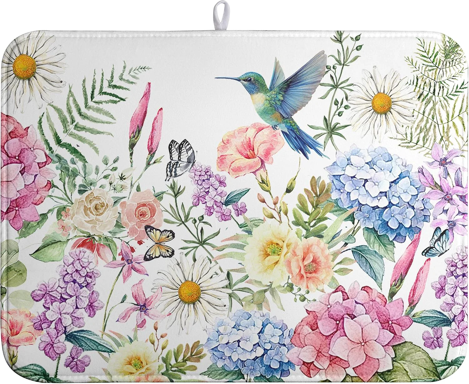 Fine Crafted Spring Floral Birds Dish Drying Mat Summer Butterfly Flowers Kitchen Dish Drying Pad Daisy Absorbent Dish Dryer Mat for Kitchen Countertops Microfiber Dishes Drainer Pad 18×24 in Outstanding