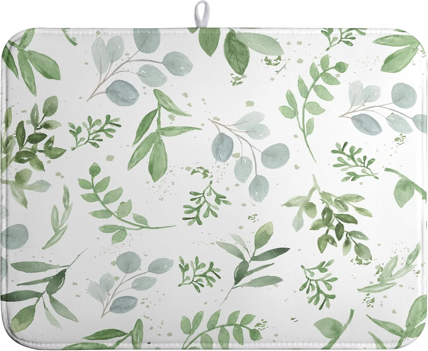 Certified Summer Sage Green Leaves Dish Drying Mat Spring Eucalyptus Leaf Kitchen Dish Drying Pad Absorbent Dish Dryer Mat for Kitchen Countertops Microfiber Dishes Drainer Pad Dish Drying Rack Mat 18×24 in Safe