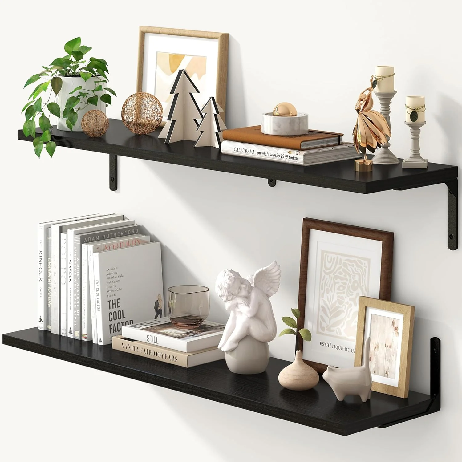 Original Design Fun Memories Deep Floating Shelves 36W x 8D Floating Shelves Set of 2 Wall Mounted Shelf with Metal Brackets Rustic Wood Wall Shelf for Bathroom Environmentally Friendly