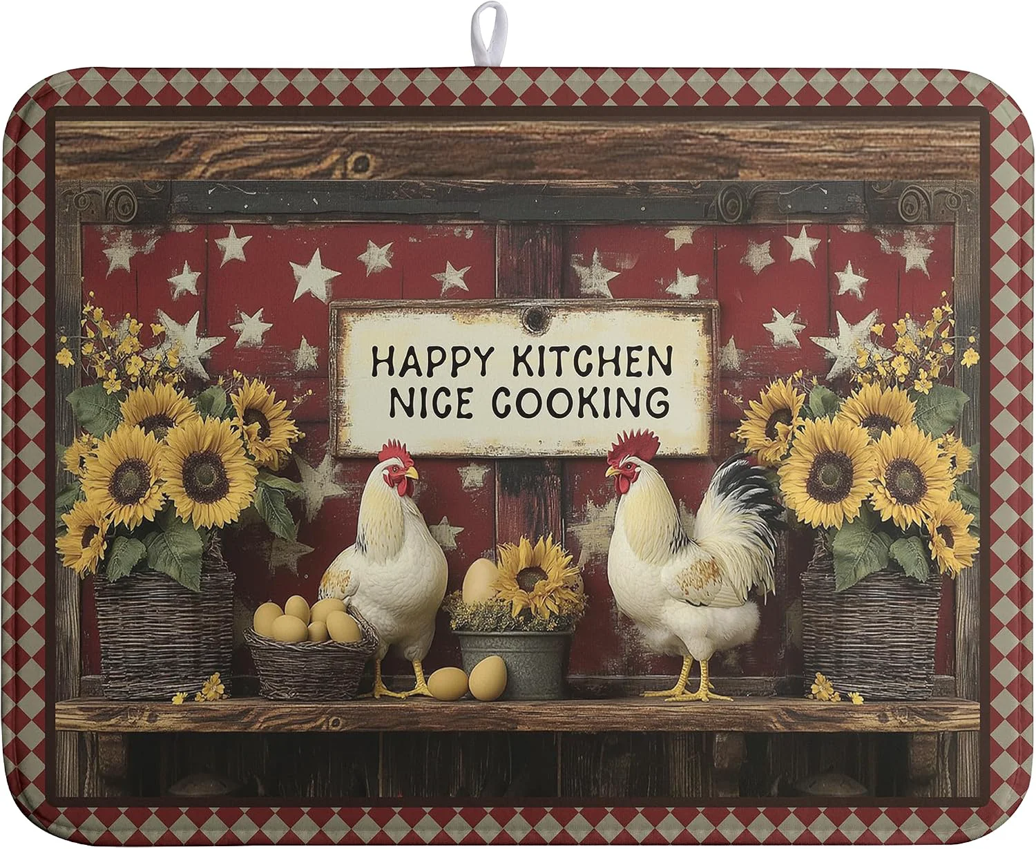 Consistent Vintage Rooster Dish Drying Mat Farmhouse Summer Sunflower Kitchen Dish Drying Pad Absorbent Fall Dish Dryer Mat for Kitchen Countertops Microfiber Dishes Drainer Pad Dish Drying Rack Mat 18×24 in Verified