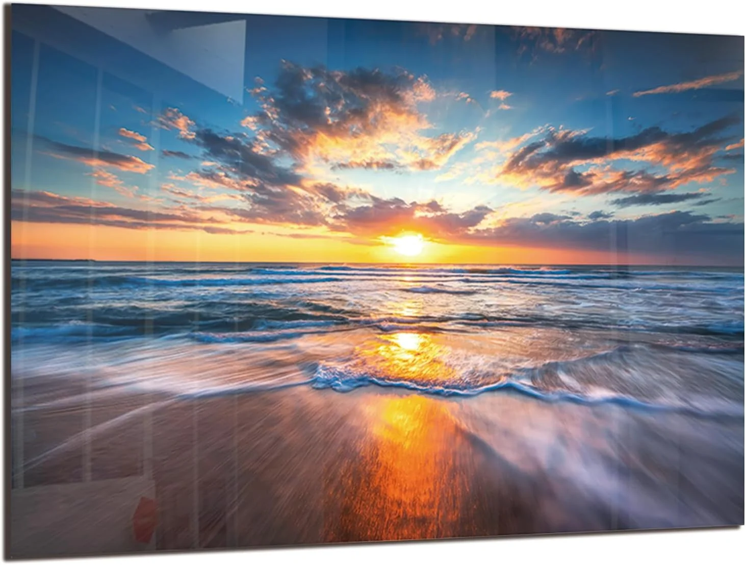 Relaxed DAIFURONGE Tempered Glass Backsplash for Kitchen Sea Beach Design 30 x20 Behind Stove Back Splash Panel Protector Easy to Clean Kitchen Wall Decorative Stylish
