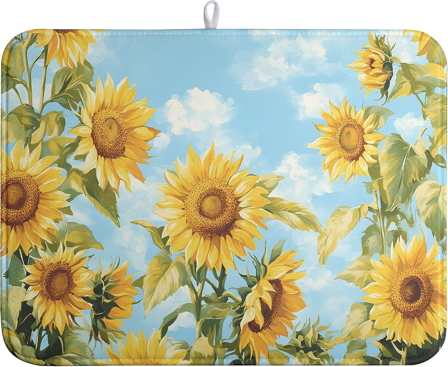 Quality Summer Sunflower Dish Drying Mat for Kitchen Counter Watercolor Rustic Sunflowers Kitchen Dishes Dryer Pad Absorbent Matt Microfiber Washable Foldable Reusable Large 18×24 in Consistent