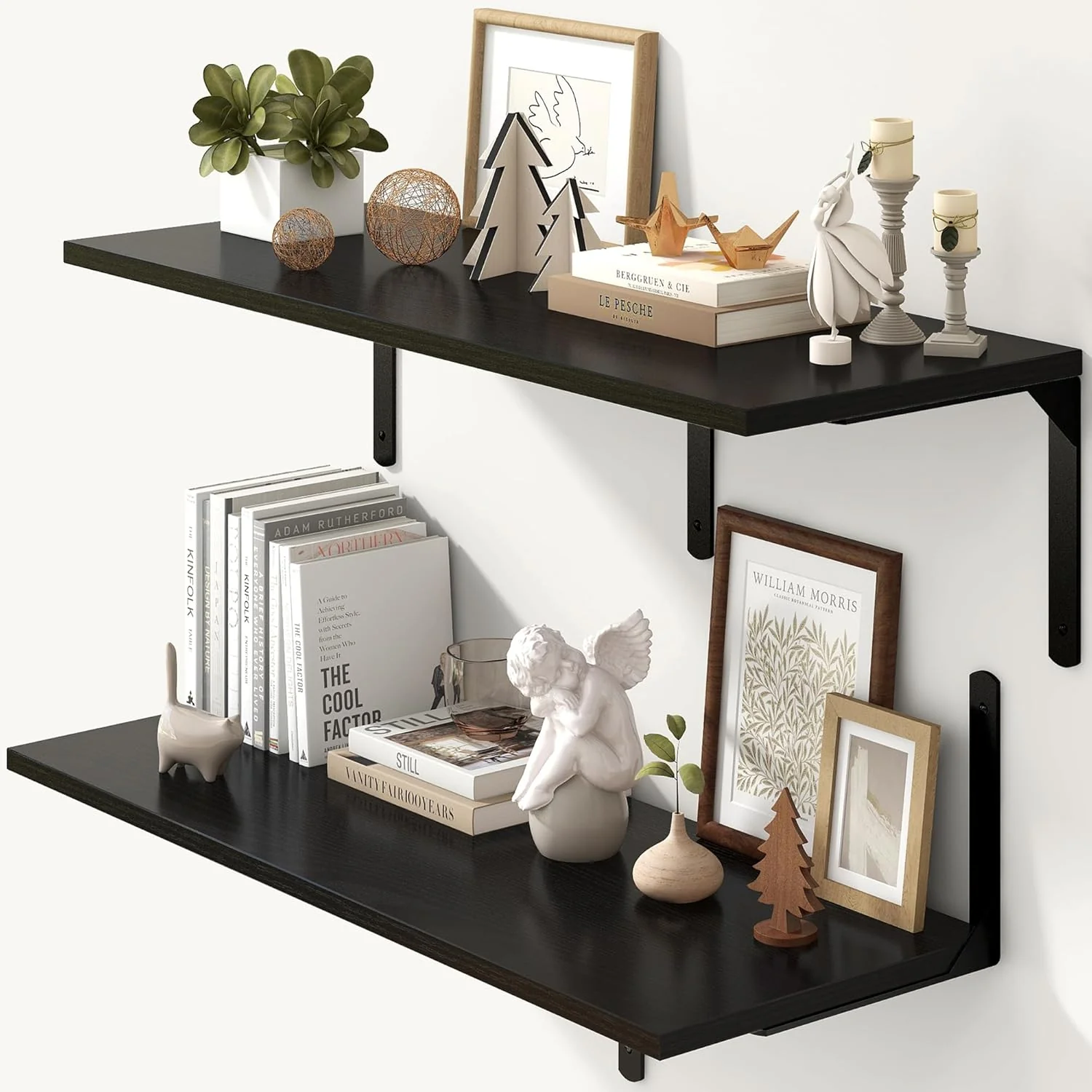 Luxury Fun Memories Floating Shelves for Wall 12 Inch Deep Floating Shelves Set of 2 Wall Mounted Shelf with Metal Brackets Stylish