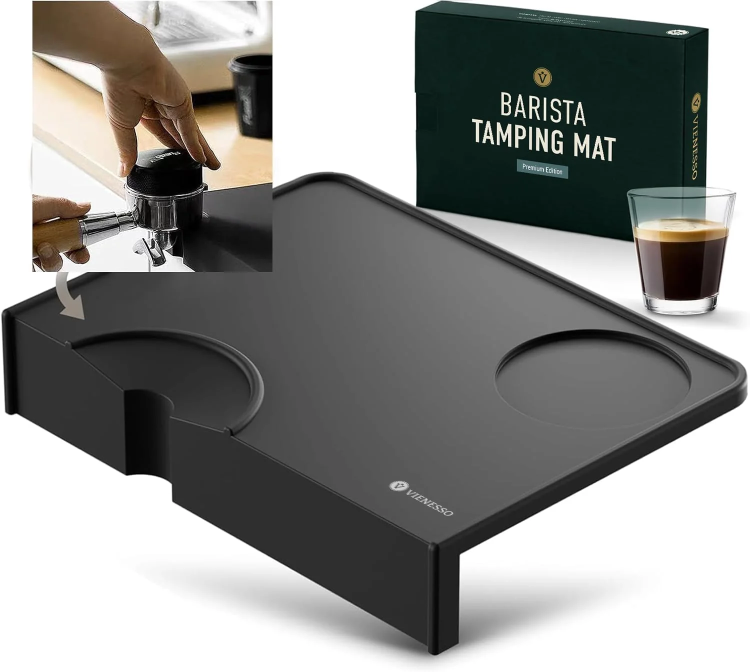 Responsible Espresso Tamping Mat Non-Slip Silicone Tamper Mat for Espresso Machine amp Countertop Barista Tamping Station Pad with Portafilter Notch amp 90° Counter Edge fits 51-58.5mm Official
