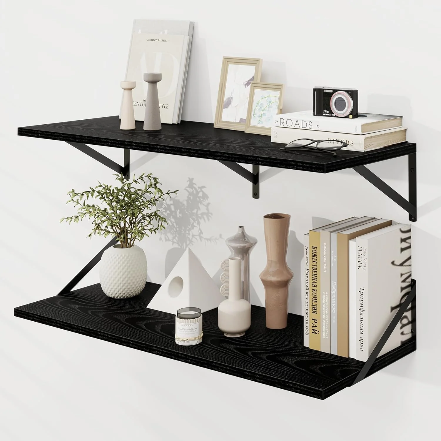 Functional Dreamland Wall Shelves Black Large Floating Shelf 12 36 inch Set of 2 Wall Shelves for Dorm Bookshelf Living Room Bedroom Bathroom Healthy