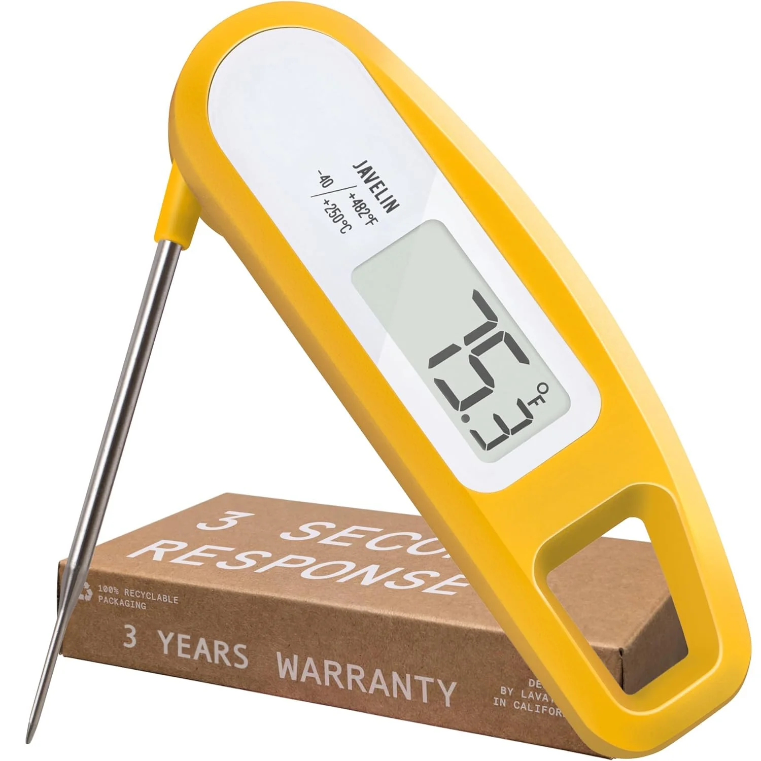 Responsible Lavatools Javelin® Ultra-Fast 3-Second Digital Instant Read Meat Thermometer for Grill and Cooking 2.75 Probe Compact Foldable Design Carefully Designed