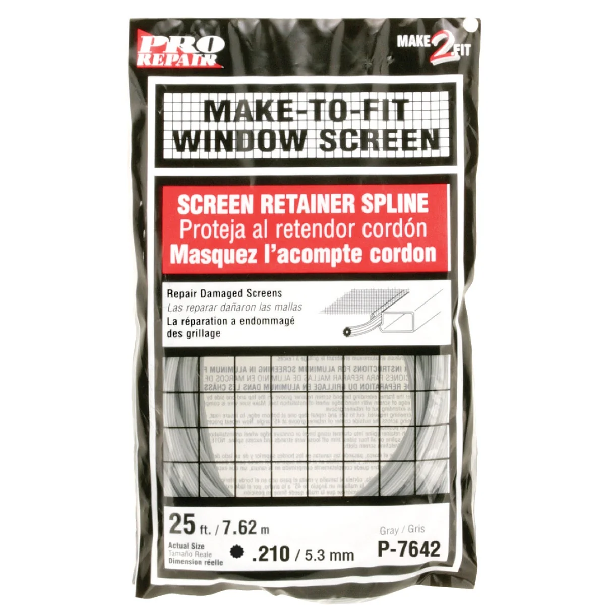 Advanced Prime-Line 0.210 In. Dia. x 25 Ft. L. Gray Vinyl Screen Retainer Spline Exclusive