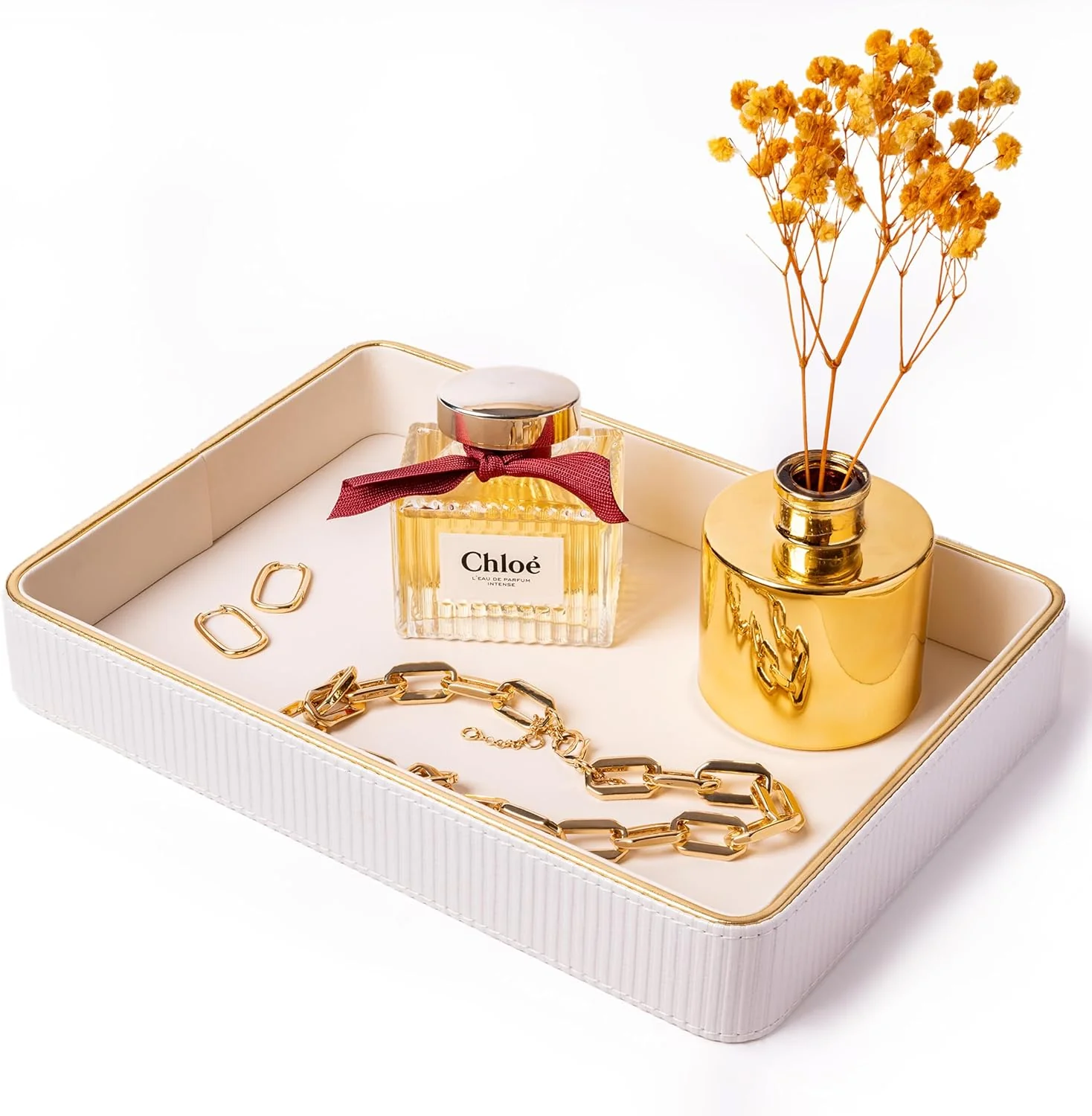 Relaxed Perfume Tray for Women Valet Tray Night Stand Bedside Organizer Perfume Organizer Catchall Detailed