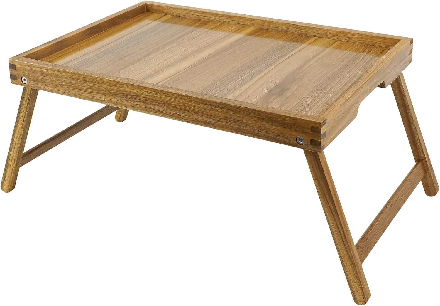 Comfortable VaeFae Acacia Bed Table Tray Wooden Breakfast Tray with Folding Legs Bed Tray for Eating and Laptop Eating Trays for Bedroom Large Size High-Grade