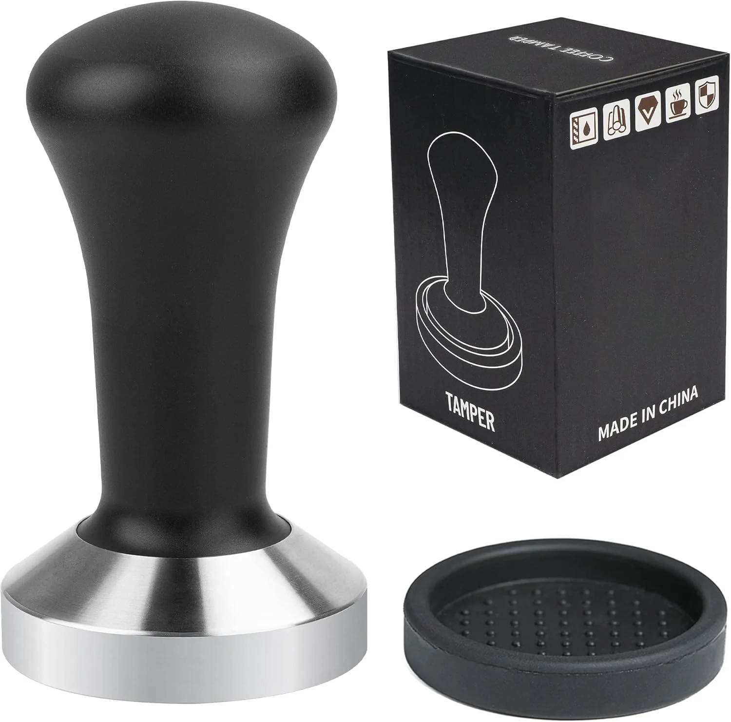 Original 51mm Coffee Hand Tamper 304 Stainless Steel Base Professional Espresso Press for Portafilter Coffee Machine Barista Tool 51mm Fashionable