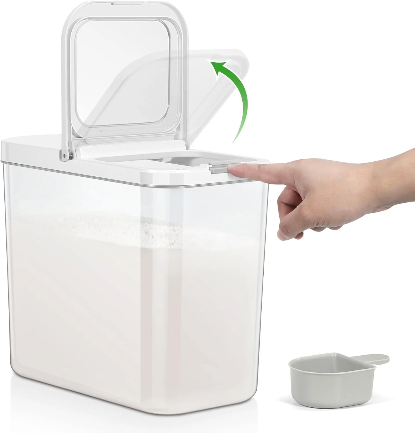 Modern Rice Flour Storage Container – 12.7 Qt 25 Lbs Crystal-Clear Plastic Food Storage Container Bin with Pop-up Lid for Grains Beans Flexible