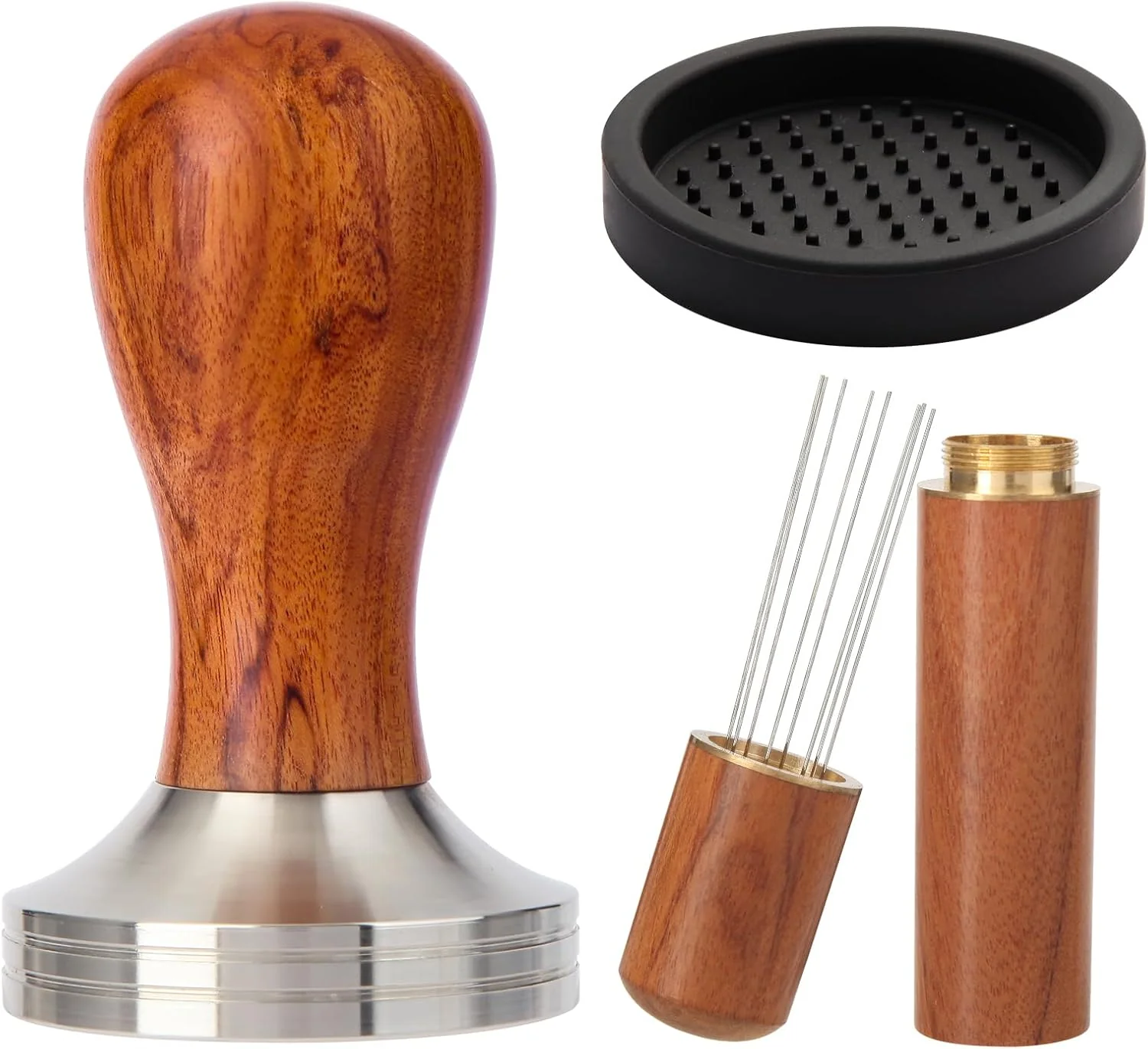 Exclusive 53mm Espresso Tamper Kit Hard Wood Espresso Tamper Tool Powder Press Pad 8-Needles Espresso Stirrers For 53 mm Portafilter Comfortable