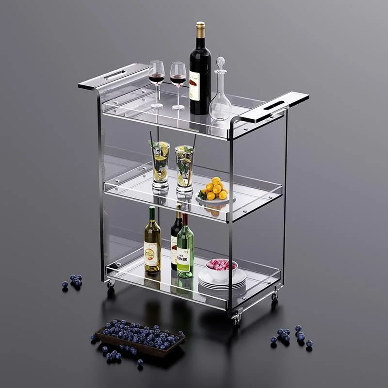 Solid Acrylic Bar Cart Serving Cart with Wheels Rolling Cart Large Sustainable