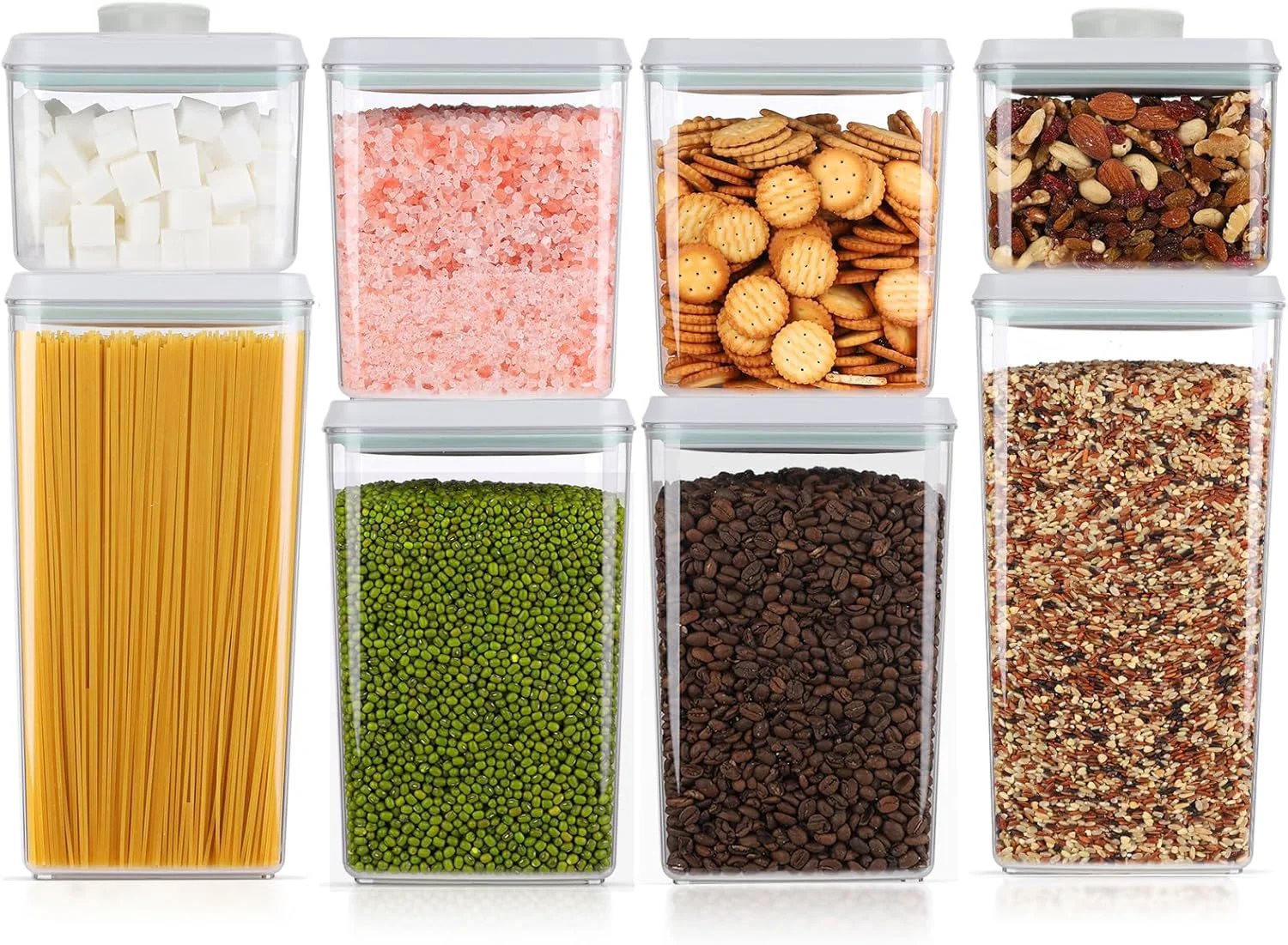 Fine 8 Pcs Pop Food Storage Containers Airtight Food Storage Containers Set with Lids Kitchen Pantry Organization and Storage 3.4Qt 2.8Qt 2.1Qt 1.2Qt Optimized