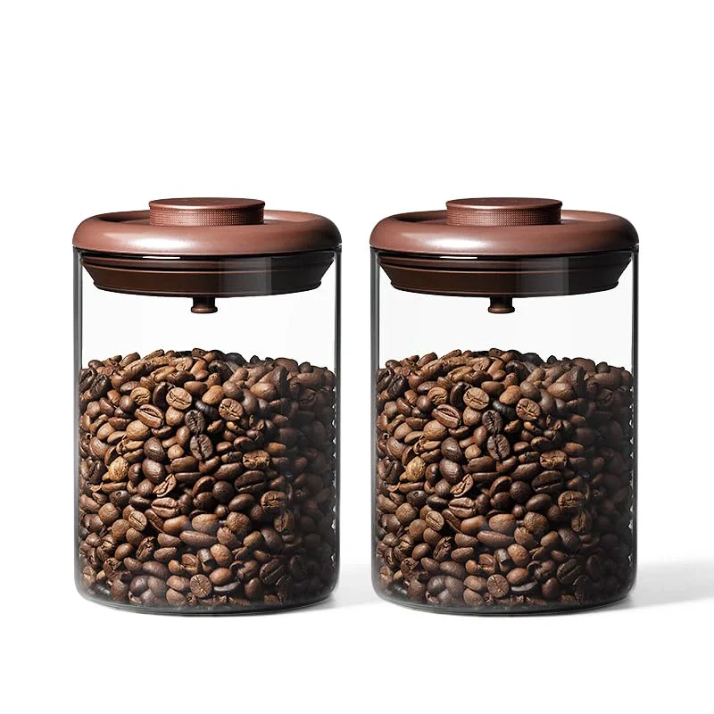 Certified Ankou Glass Coffee Canister 900ml x 2 Jar Airtight Food Storage Container with Pop Lid Proven