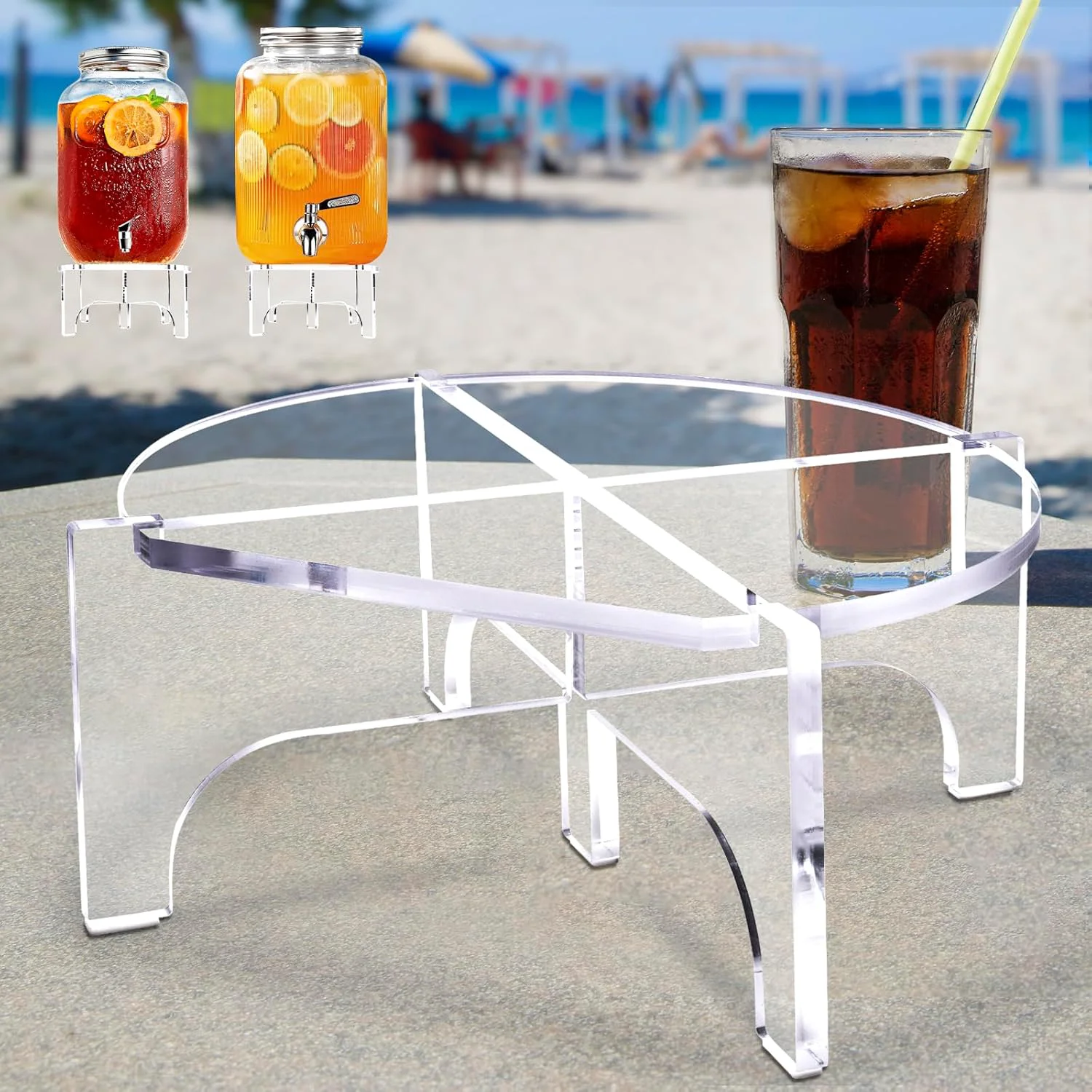 Artisan Acrylic Beverage Dispenser Stand Only Fit Max 8.7 Inch Glass Drink Dispenser and Water Jug Holder Plant Stand Traditional