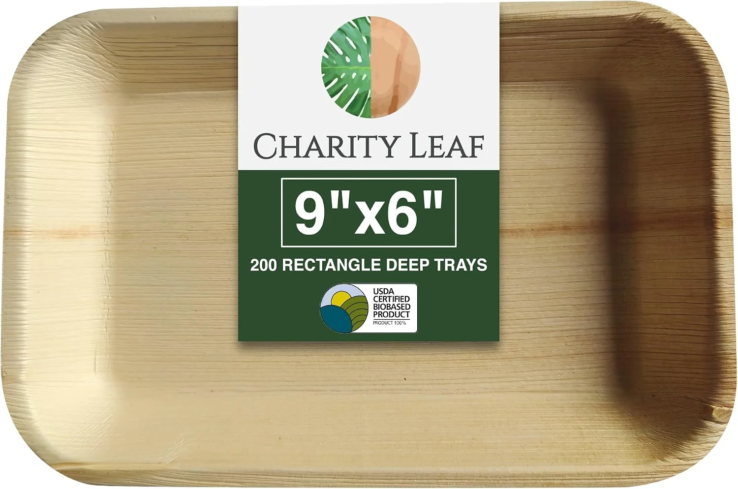 Comfortable 200-Pack 9 x6 Disposable Bamboo Trays Eco-Friendly Compostable Bamboo-Style Platters for Events amp Weddings Minimalist