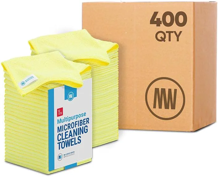 Premium Microfiber Whole Bulk 12 X 12 All Purpose Towels Case Quantity 400 Count No Fraying High Density Microfiber Zero Chemical Cleaner Crafted