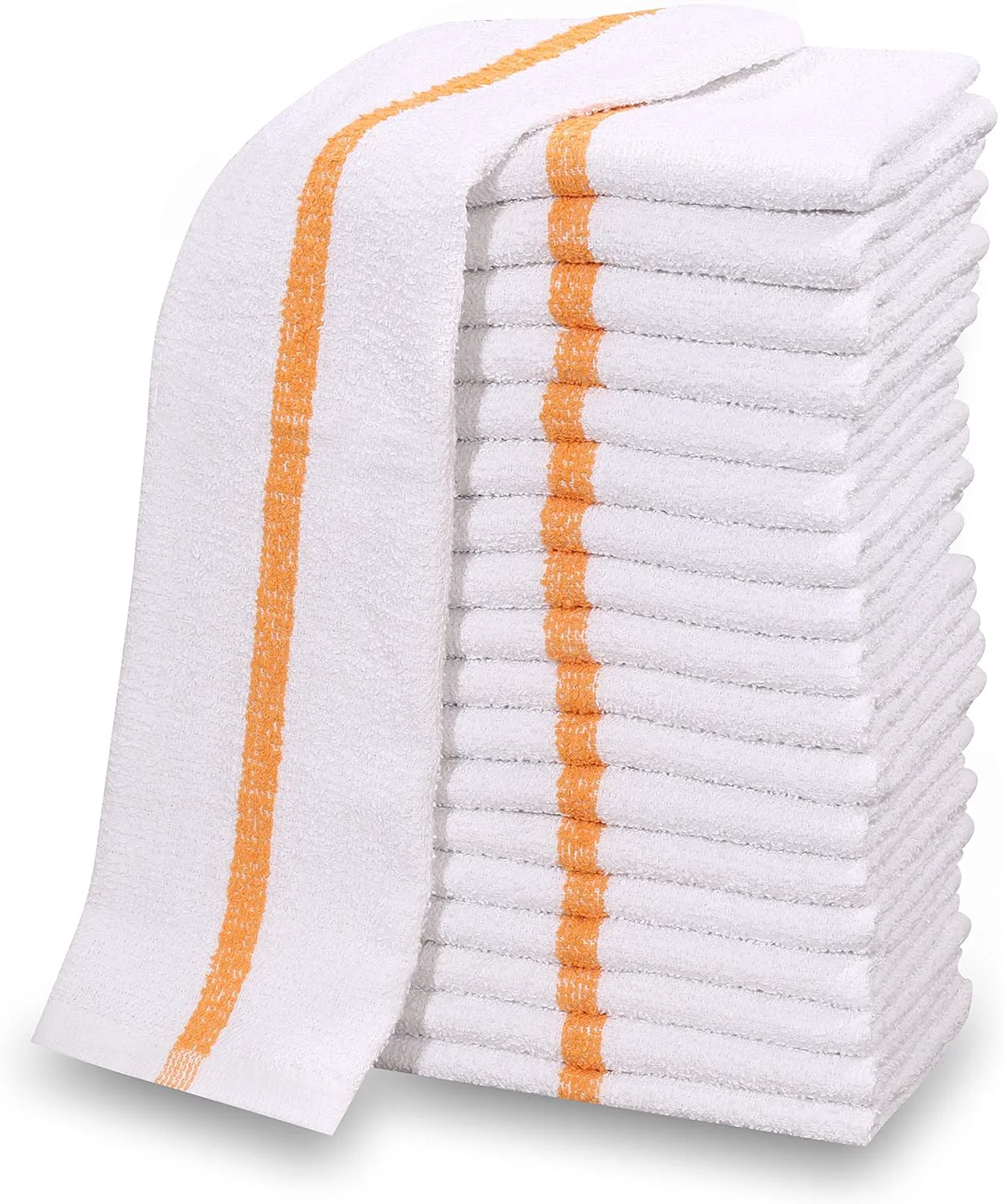 Environmentally Friendly New Cotton Blend White Restaurant Bar Mops Kitchen Towels 36 Gold Stripe Clean