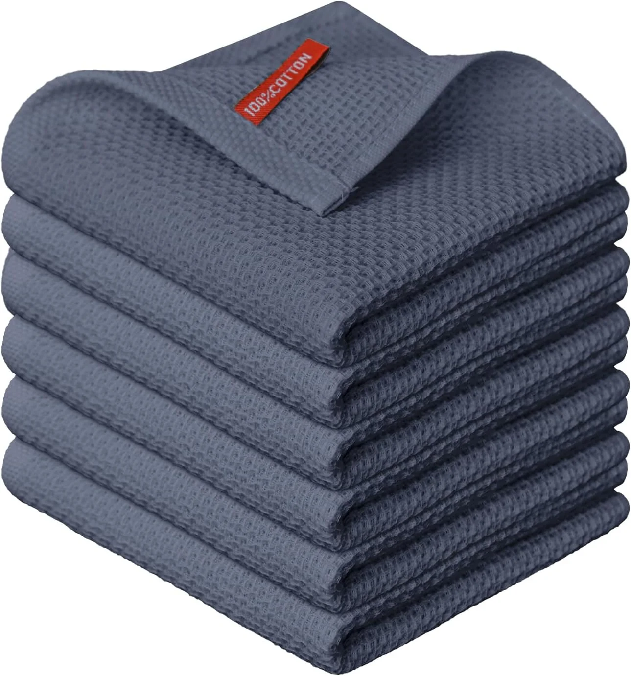 Reliable Dark Grey Cotton Waffle Dish Cloths Set of 6 – Ultra Absorbent Exceptional