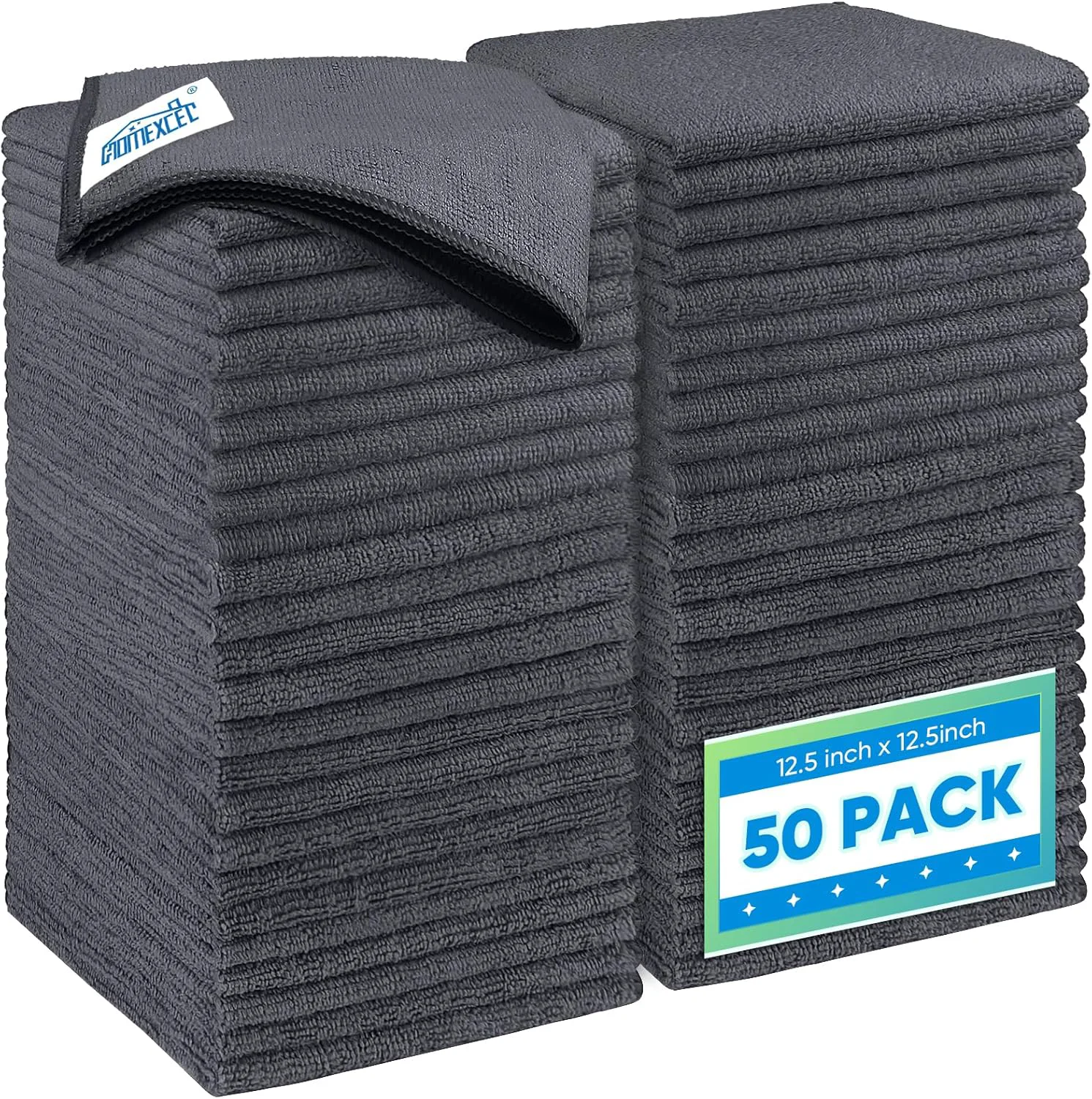 Easy-to-Use Homexcel Grey Microfiber Cleaning Cloth 50 Pack 12.5 x 12.5 inch Microfiber Towels for Cars Ultra Absorbent Car Washing Cloth Elite